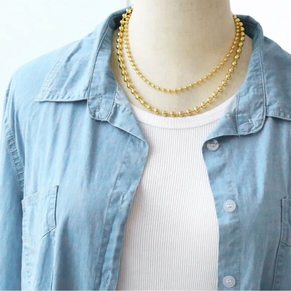 Gold Beaded Ball Chain Necklace Set - Picture 2 of 9